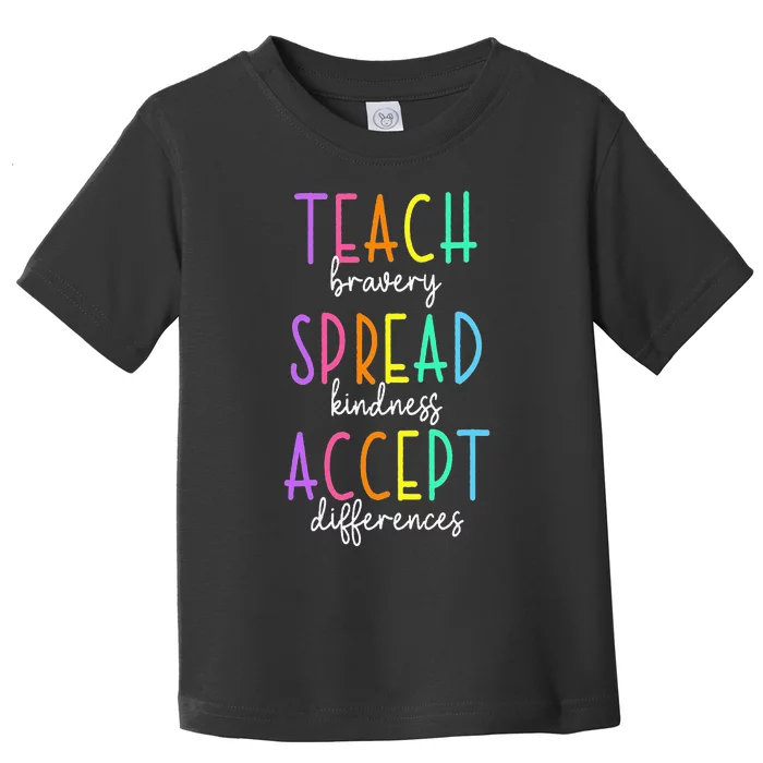 Teach Bravery Spread Kindness Accept Autism puzzle Toddler T-Shirt