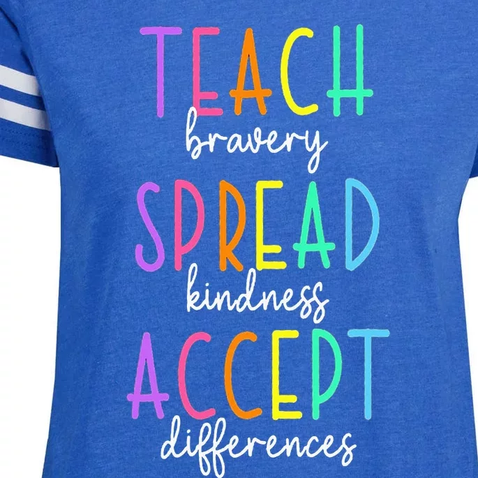 Teach Bravery Spread Kindness Accept Autism puzzle Enza Ladies Jersey Football T-Shirt