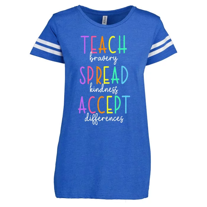 Teach Bravery Spread Kindness Accept Autism puzzle Enza Ladies Jersey Football T-Shirt