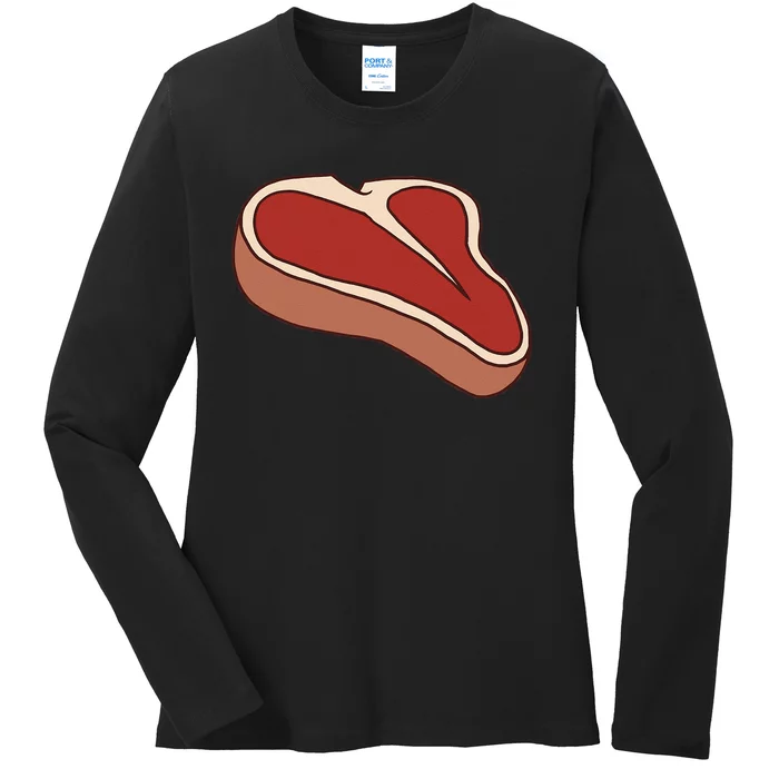 T Bone Steak Last Minute Halloween Costume Funny Gift Ladies Long Sleeve Shirt