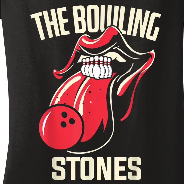 The Bowling Stones Women's V-Neck T-Shirt