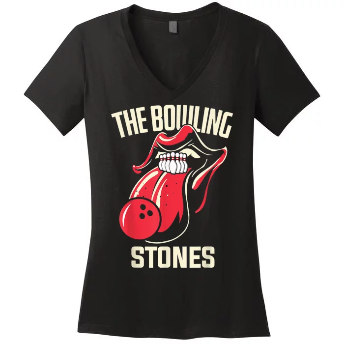 The Bowling Stones Women's V-Neck T-Shirt