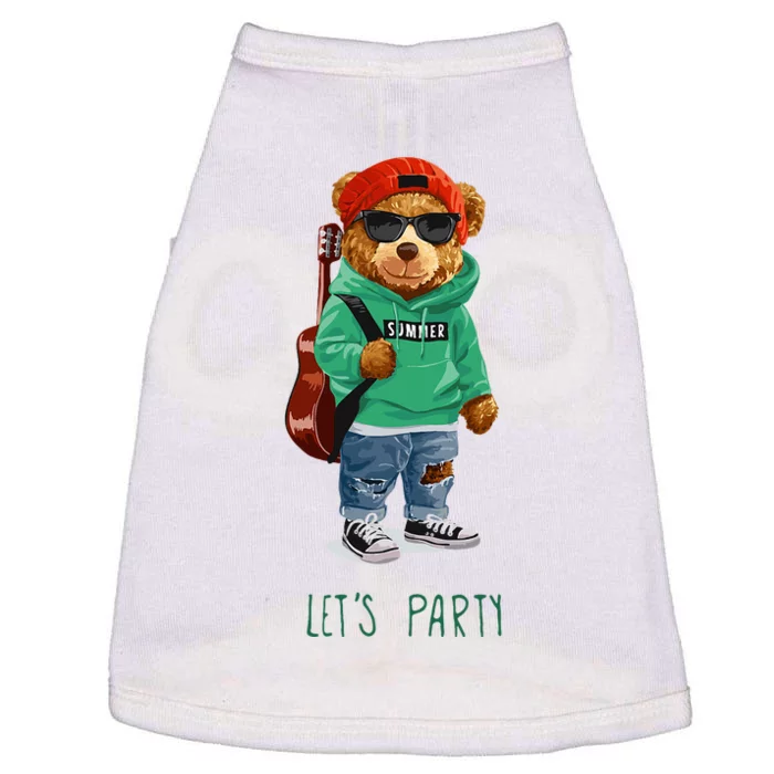 Teddy Bear Summer Party Hipster Music Guitar Cool Fun Nifty Doggie Tank