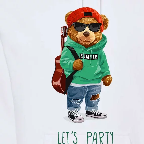 Teddy Bear Summer Party Hipster Music Guitar Cool Fun Nifty Premium Hoodie