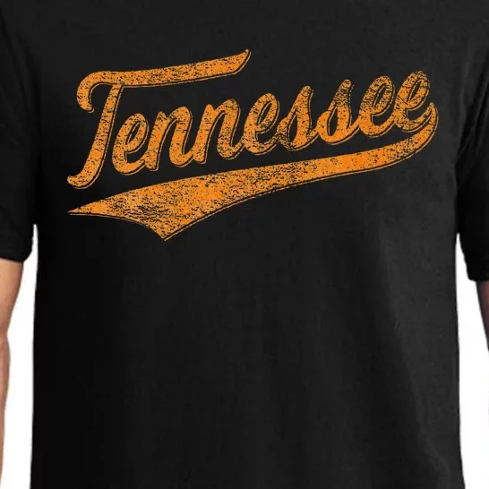 Tennessee Baseball Sports Script Cursive Flag Swoosh Pajama Set