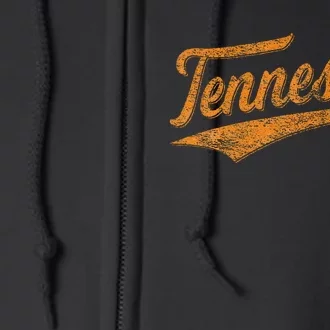 Tennessee Baseball Sports Script Cursive Flag Swoosh Full Zip Hoodie