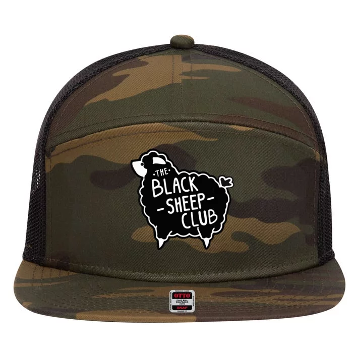 The Black S.H.E.E.P Club Squad Funny Sarcastic 7 Panel Mesh Trucker Snapback Hat