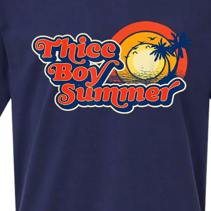 Thicc Boy Summer! Funny Fit2Serve 90s Style Beach Graphic Sueded Cloud Jersey T-Shirt