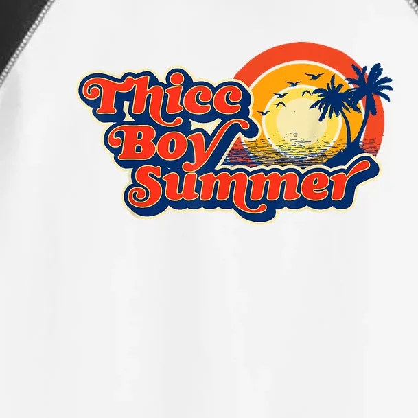 Thicc Boy Summer! Funny Fit2Serve 90s Style Beach Graphic Toddler Fine Jersey T-Shirt