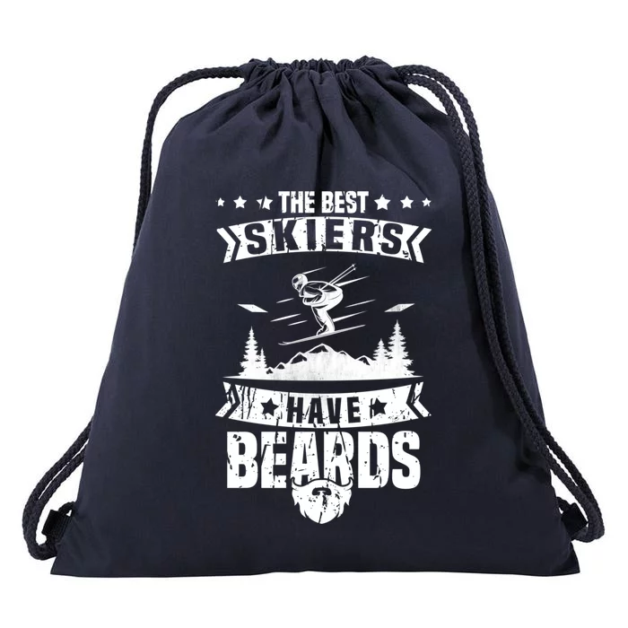 The Best Skiers Have Beards Gift Skier Ski Mountains Skiing Gift Drawstring Bag