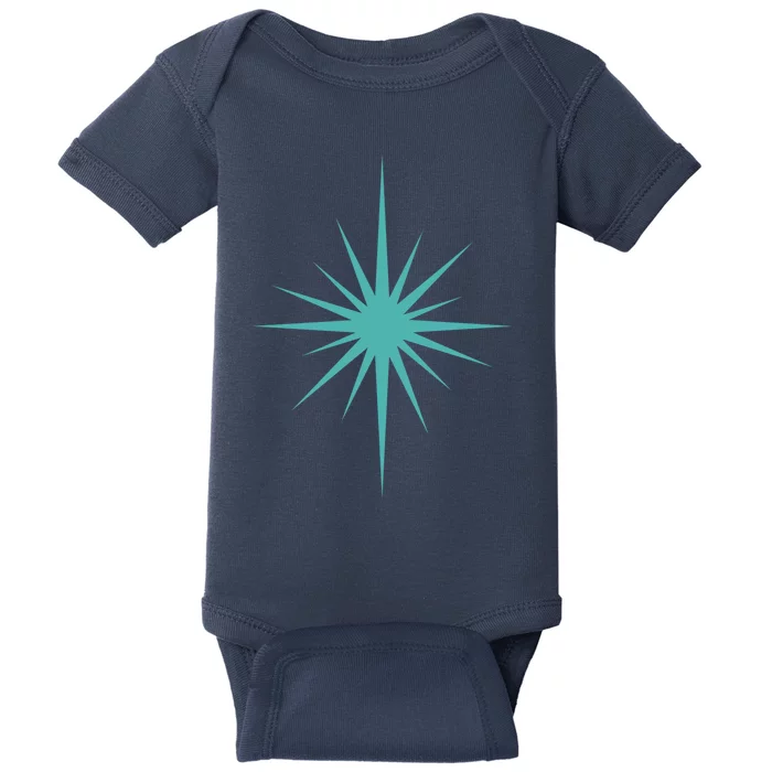 Turquoise Blue Starburst Retro Atomic Era Baby Bodysuit