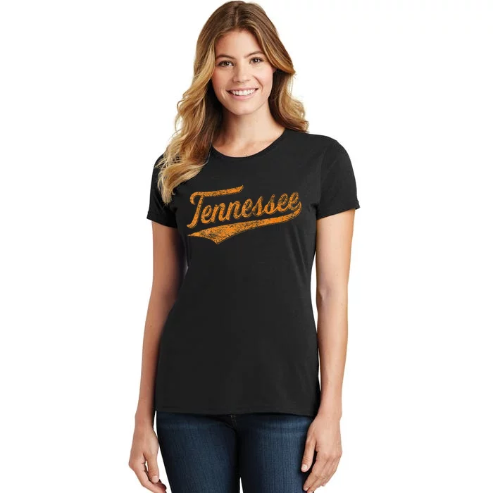 Tennessee Baseball Sports Script Cursive Flag Swoosh Women's T-Shirt