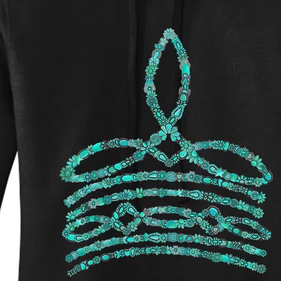 Turquoise Boot Stitch Boot Stitching Western Women Girl Women's Pullover Hoodie