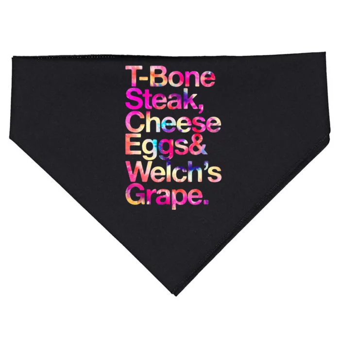 T Bone Steak Cheese Eggs WelchS Grape USA-Made Doggie Bandana