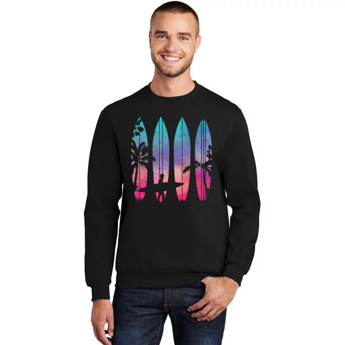 Tropical Beach Surf Surfboard Surfing Surfer Ocean Surfing Tall Sweatshirt