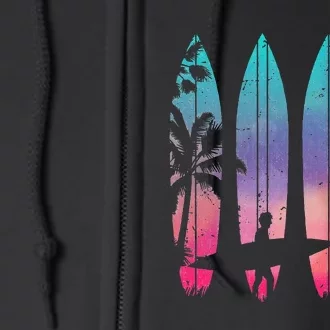 Tropical Beach Surf Surfboard Surfing Surfer Ocean Surfing Full Zip Hoodie