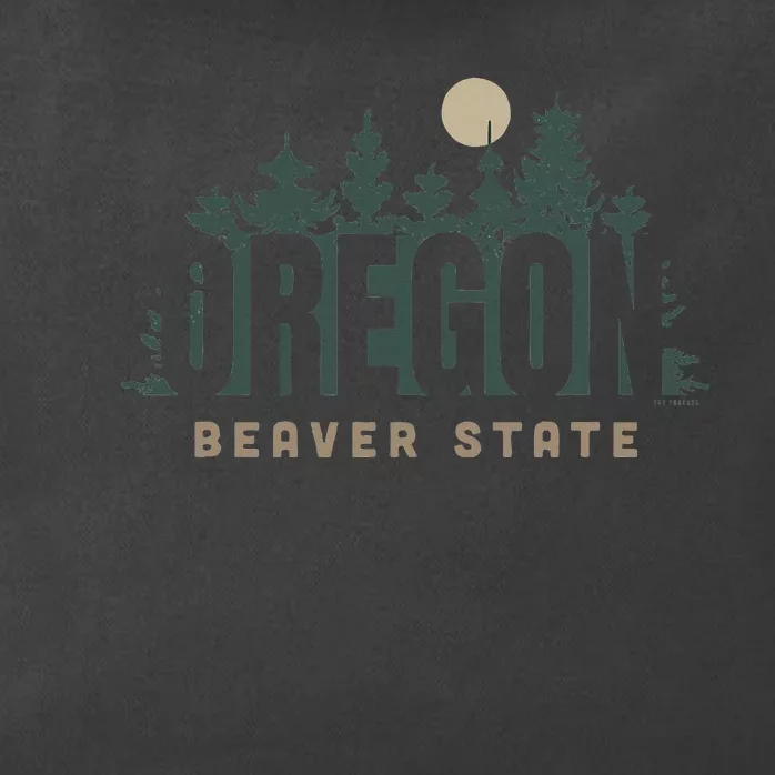 The Beaver State Trees & Moon Oregon Zip Tote Bag