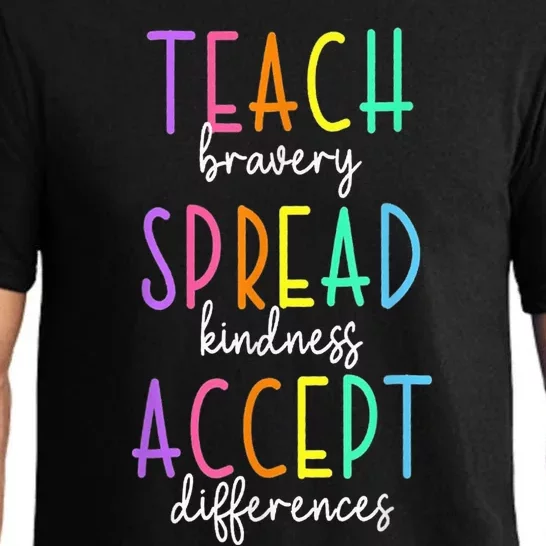 Teach Bravery Spread Kindness Accept Differences Autism Pajama Set