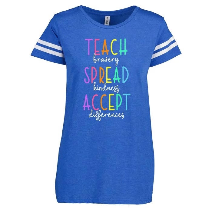 Teach Bravery Spread Kindness Accept Differences Autism Enza Ladies Jersey Football T-Shirt