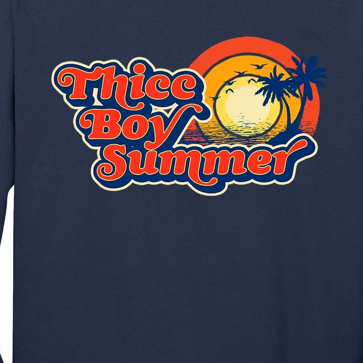 Thicc Boy Summer! Funny Fit2Serve 90s Style Beach Graphic Tall Long Sleeve T-Shirt