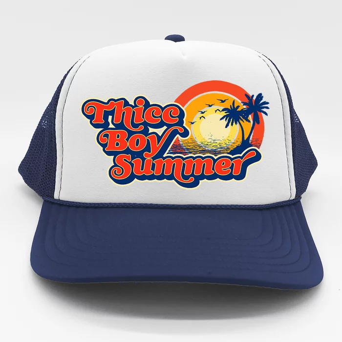 Thicc Boy Summer! Funny Fit2Serve 90s Style Beach Graphic Trucker Hat