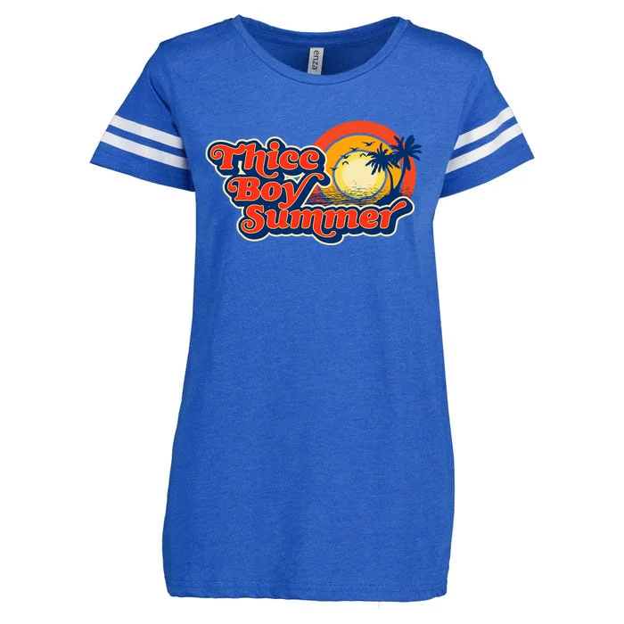 Thicc Boy Summer! Funny Fit2Serve 90s Style Beach Graphic Enza Ladies Jersey Football T-Shirt