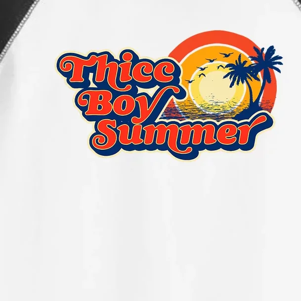 Thicc Boy Summer! Funny Fit2Serve 90s Style Beach Graphic Toddler Fine Jersey T-Shirt