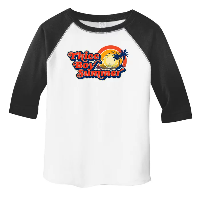 Thicc Boy Summer! Funny Fit2Serve 90s Style Beach Graphic Toddler Fine Jersey T-Shirt