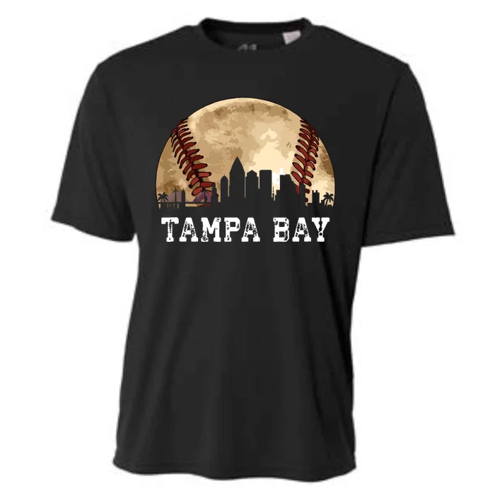 Tampa Bay Skyline City Vintage Baseball Lover Cooling Performance Crew T-Shirt