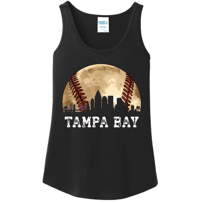 Tampa Bay Skyline City Vintage Baseball Lover Ladies Essential Tank