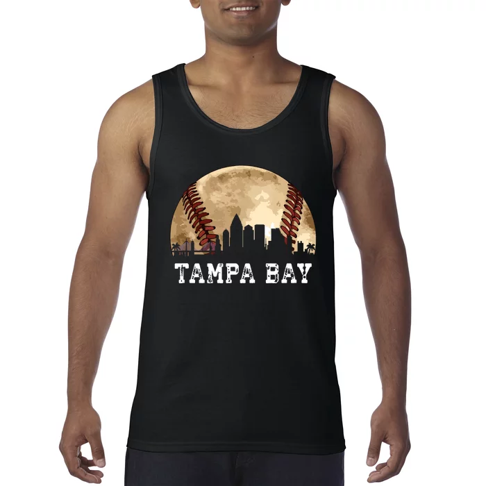 Tampa Bay Skyline City Vintage Baseball Lover Tank Top