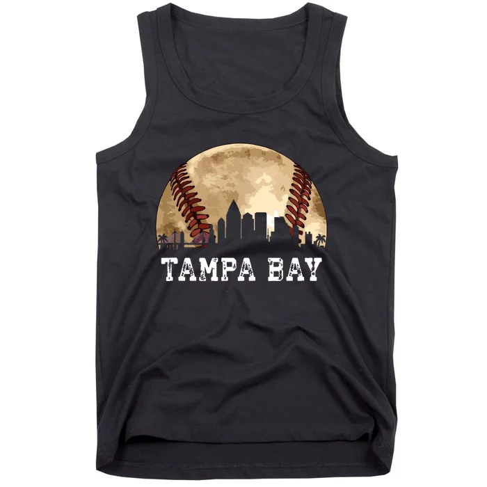 Tampa Bay Skyline City Vintage Baseball Lover Tank Top