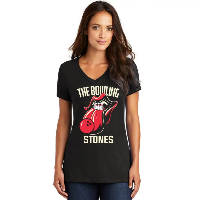 The Bowling Stones Bowling Women's V-Neck T-Shirt