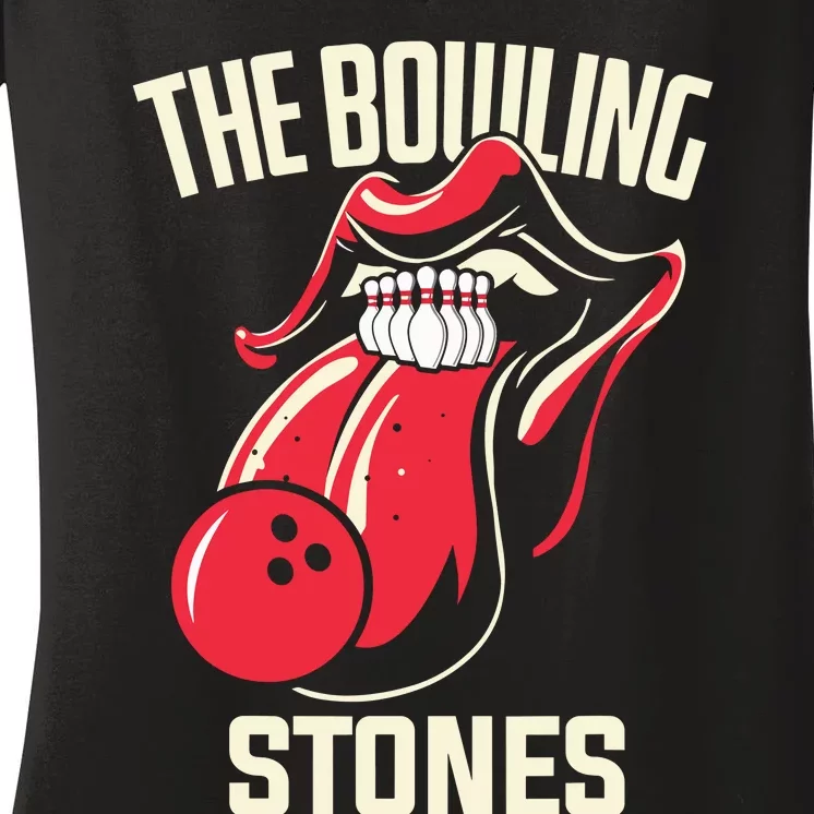 The Bowling Stones Bowling Women's V-Neck T-Shirt