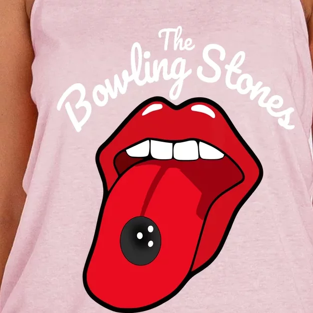 The Bowling Stones Amusing Funny Best Bowling Team Women's Knotted Racerback Tank