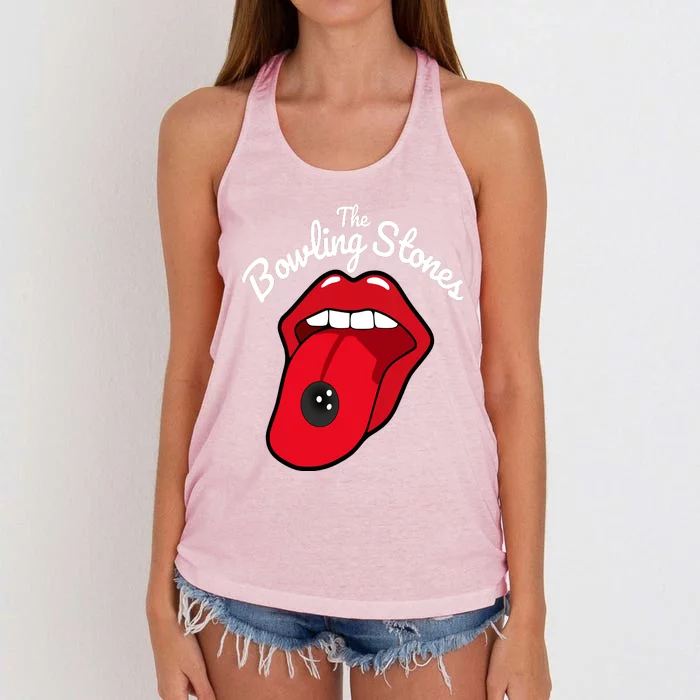 The Bowling Stones Amusing Funny Best Bowling Team Women's Knotted Racerback Tank