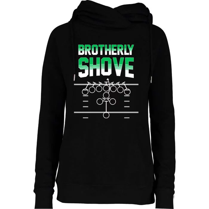 The Brotherly Shove Philadelphia Eagle Football Womens Funnel Neck Pullover Hood