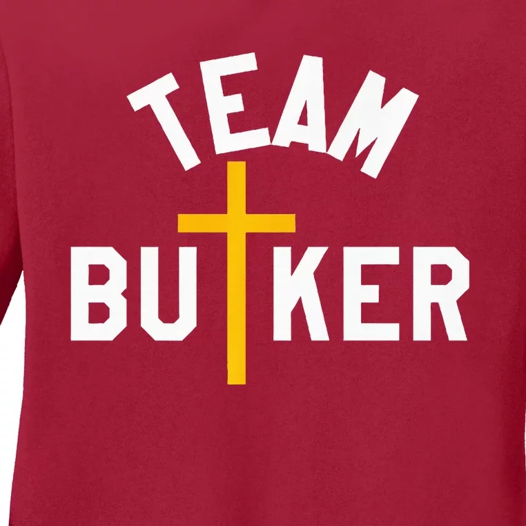 Team Butker Surname Christianity Cross Family Name Ladies Long Sleeve Shirt