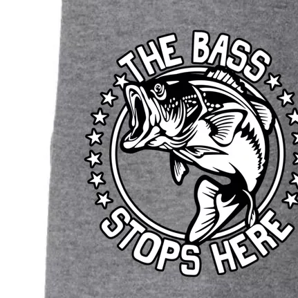 The Bass Stops Here Funny Fisher Fishing Bass Fish Gift Doggie 3-End Fleece Hoodie