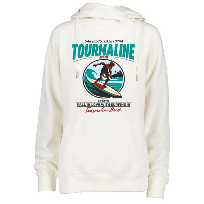 Tourmaline Beach Surfing Park California Womens Funnel Neck Pullover Hood