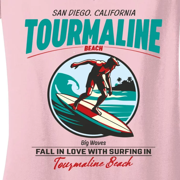 Tourmaline Beach Surfing Park California Women's V-Neck T-Shirt