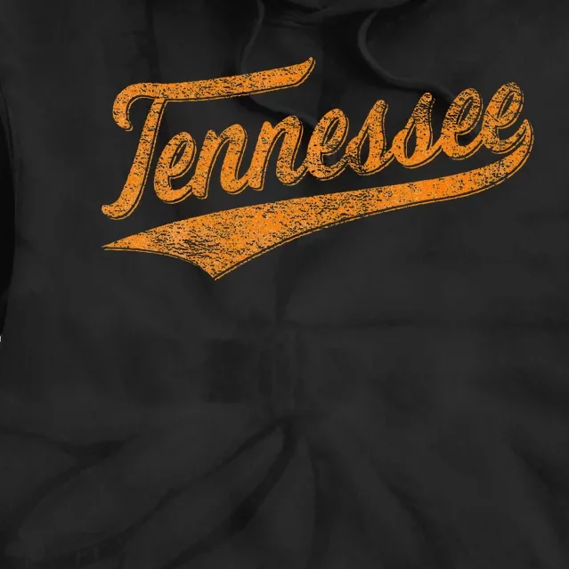 Tennessee Baseball Sports Script Cursive Flag Swoosh Retro Tie Dye Hoodie