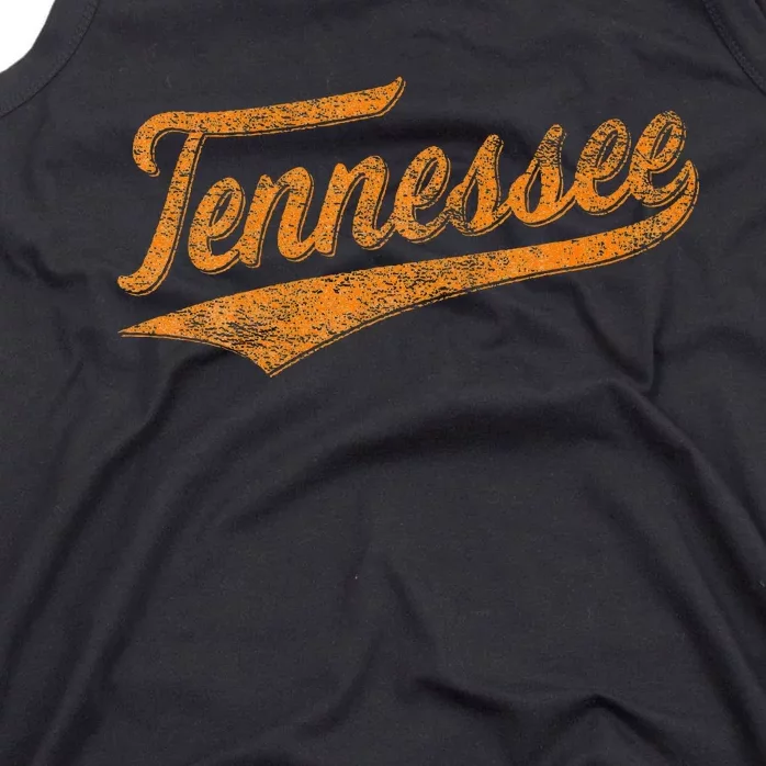 Tennessee Baseball Sports Script Cursive Flag Swoosh Retro Tank Top