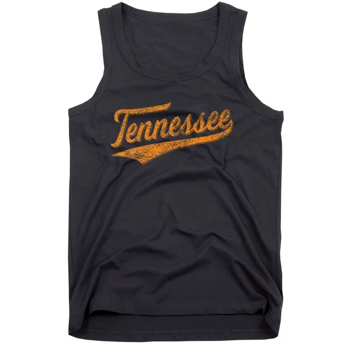 Tennessee Baseball Sports Script Cursive Flag Swoosh Retro Tank Top