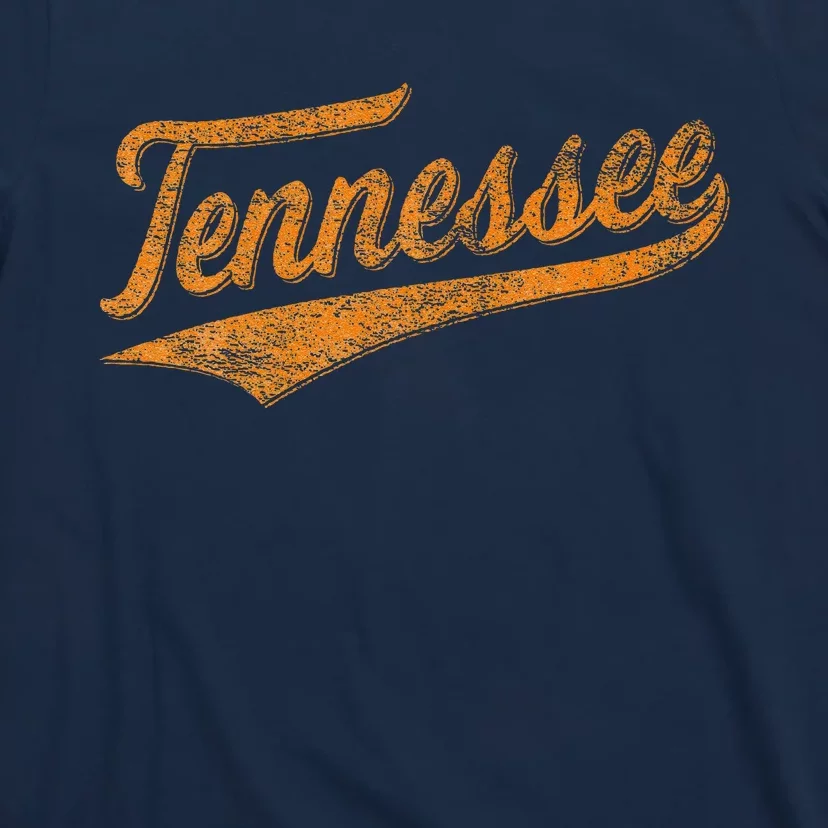 Tennessee Baseball Sports Script Cursive Flag Swoosh Retro T-Shirt