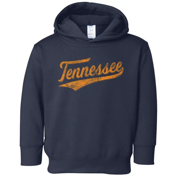 Tennessee Baseball Sports Script Cursive Flag Swoosh Retro Toddler Hoodie