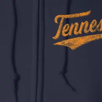 Tennessee Baseball Sports Script Cursive Flag Swoosh Retro Full Zip Hoodie