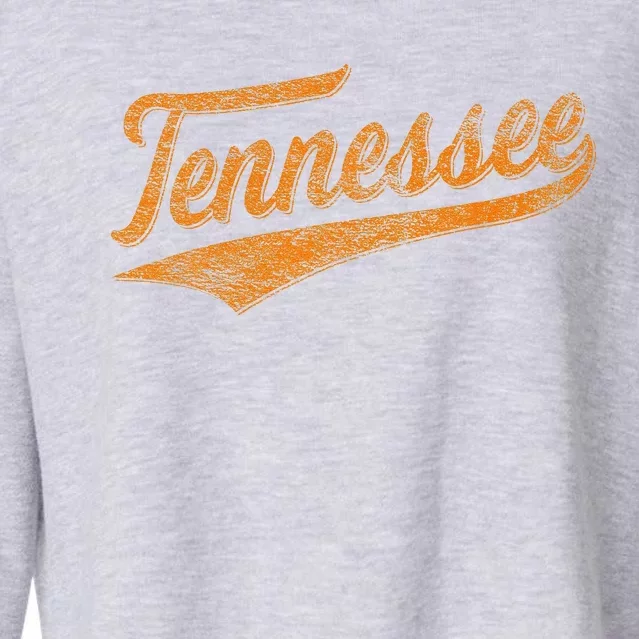 Tennessee Baseball Sports Script Cursive Flag Swoosh Retro Cropped Pullover Crew