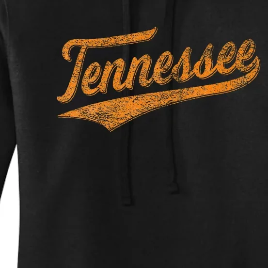 Tennessee Baseball Sports Script Cursive Flag Swoosh Retro Women's Pullover Hoodie