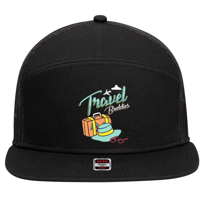 Travel Buddies Summer Getaway Vacation Traveling Traveler 7 Panel Mesh Trucker Snapback Hat